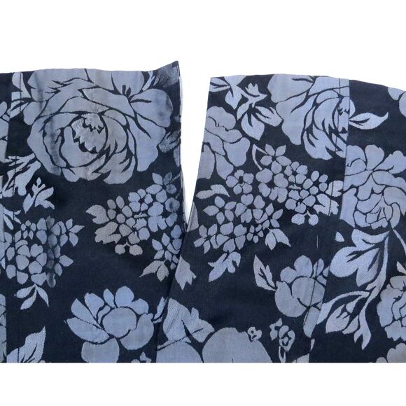 White House Black Market Women's Black Rose Floral Jacquard Coat Midi  M  EUC - Picture 4 of 8